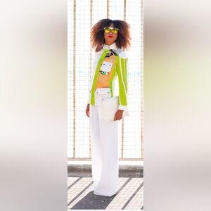 Custo Barcelona Women's Vintage Y2K Multicolor Graphic Denim Jacket